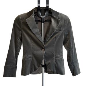 Theory Gray velvet like one button cropped blazer women’s size 0